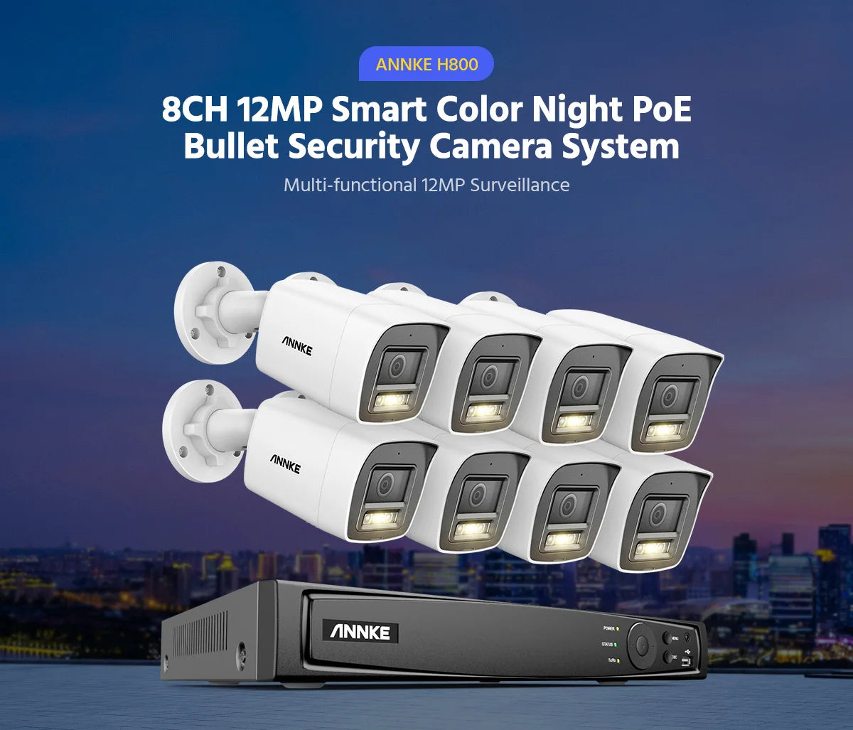 ANNKE 12MP 6K PoE CCTV sistem | 16-kanalni NVR, kamere z dvojno lučjo, zvok, zaznavanje ljudi in vozil