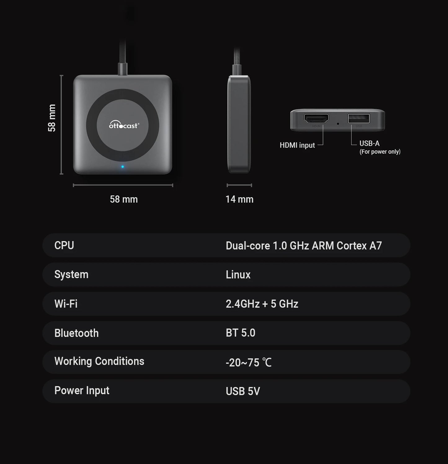 OTTOCAST Car TV Mate Max C4 Wireless CarPlay HDMI Adapter