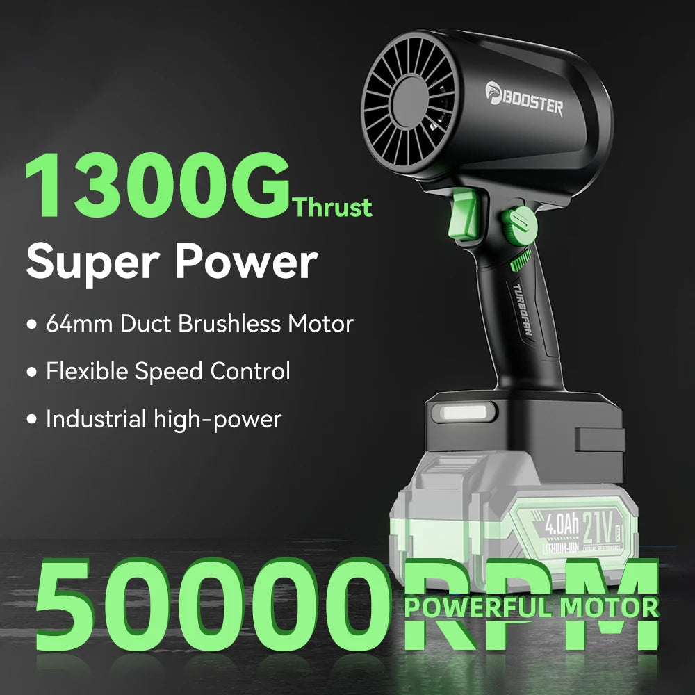 Puhalo Booster 1300G Turbo Air – 55m/s brezkrtačni reaktivni ventilator | Ročni visoko zmogljiv puhalnik listja in prahu