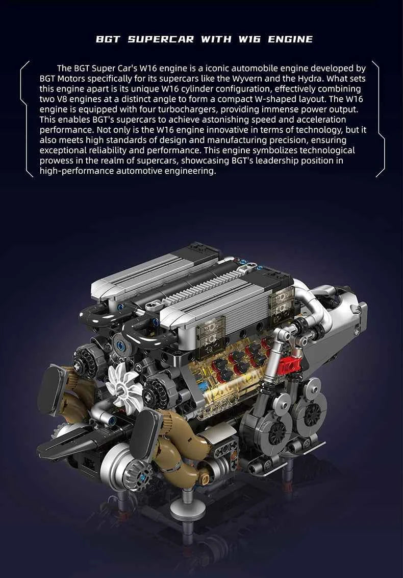Mould King 10131 W16 Engine Building Block Set | BGT Supercar Part - Limetastore