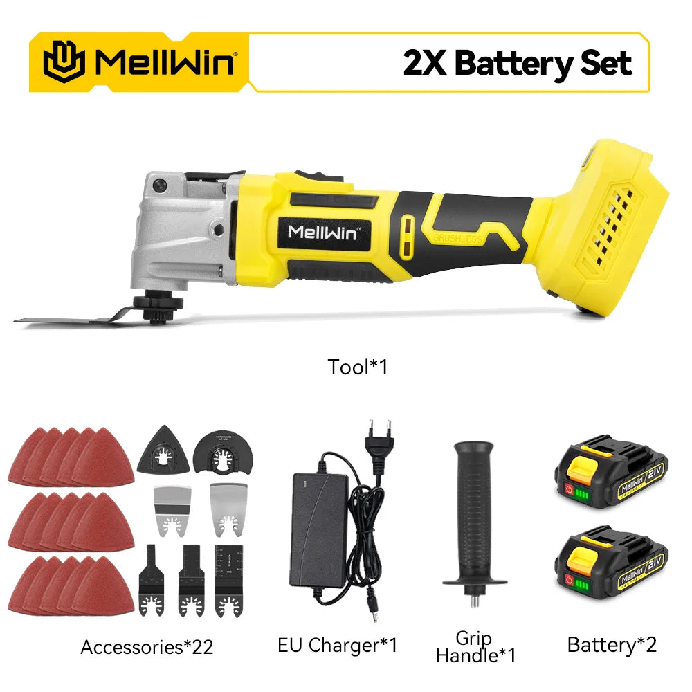 MELLWIN Brushless Oscillating Multi Function Tool Electric Saw Polisher woodworking Cutting Tool For Makita 18V Battery Pin - Limetastore