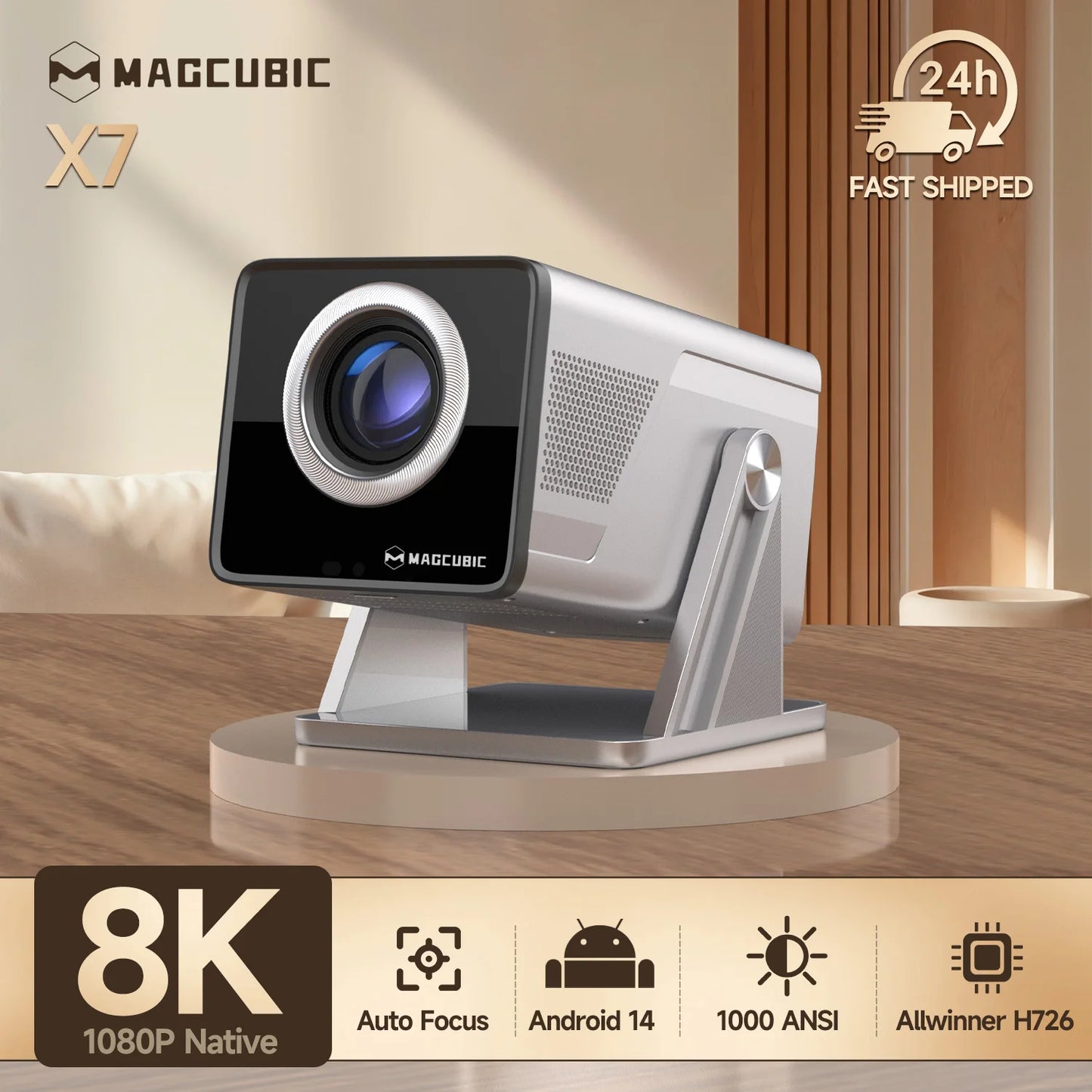 Magcubic X7 Smart Projector | Native 1080P 1000 ANSI | 8K Decoding & Auto Focus