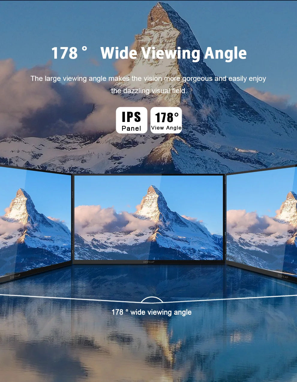 ZEUSLAP 18.5" Portable Touch Monitor | 100Hz, 100% sRGB, With Stand