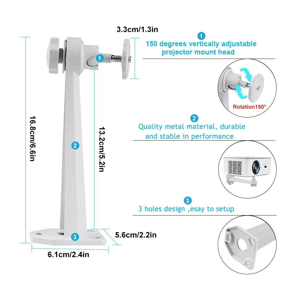 Universal 360° Rotating Mini Projector Bracket – Wall & Ceiling Mount Holder for HY300, HY320