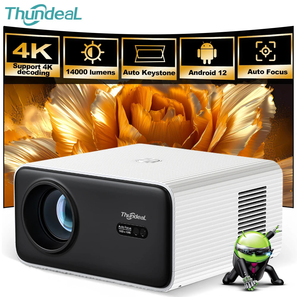 ThundeaL TD85SE Smart Mini Projector – 800 ANSI Lumens, Native 1080P, 4K Support, Android 12