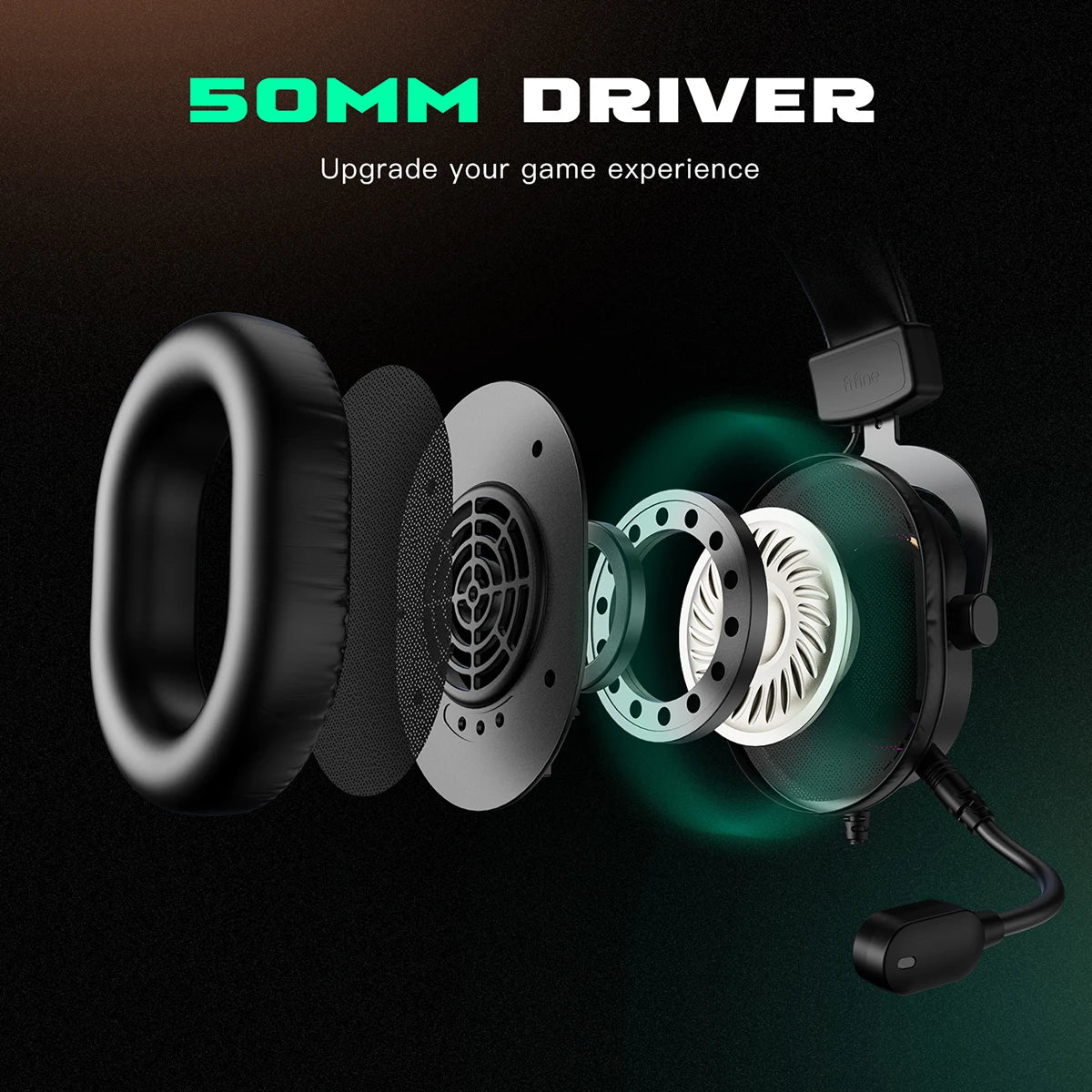 FIFINE H6 Dynamic RGB Gaming Headset – 7.1 Surround Sound, Detachable Mic, 3 EQ Modes for PC/PS4/PS5