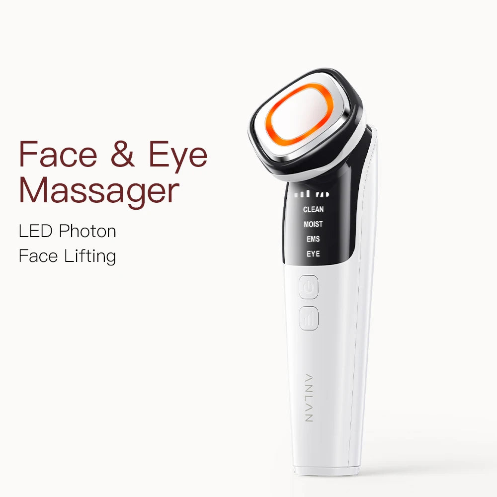 ANLAN EMS Facial Massager Device for Face Lifting, LED Photon Deep Cleaning, Eye Skin Wrinkle Removal, Heat Vibration Skincare Beauty Tool - Limetastore