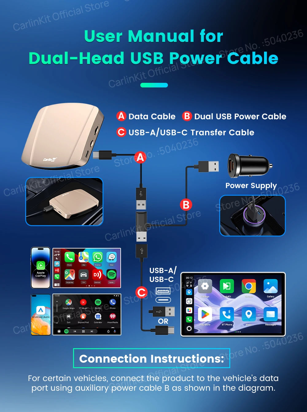 CarlinKit Tbox-Ultra Android 15 8+128GB Brezžični CarPlay AI Box