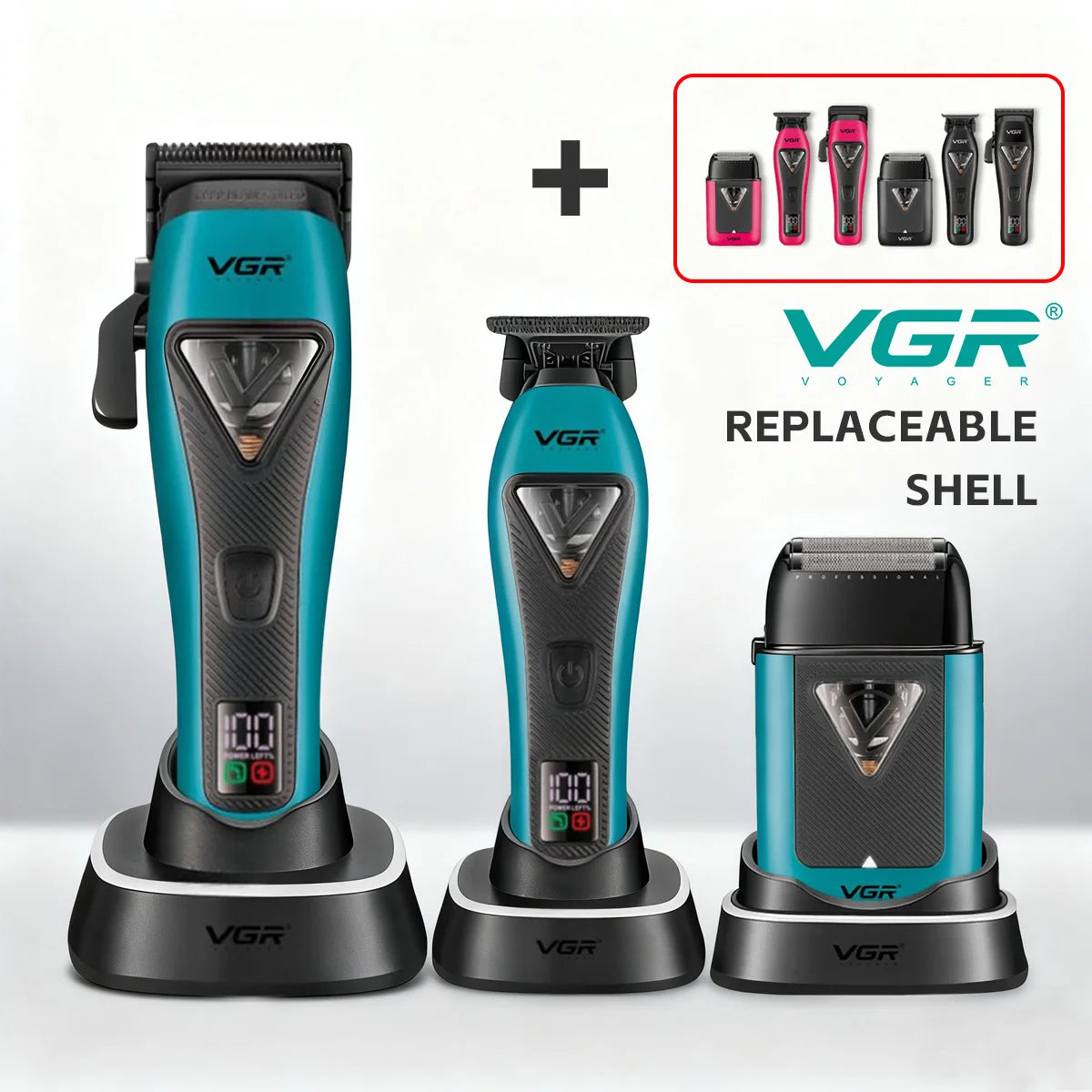 VGR V-035 S3 3-v-1 prirezovalnik, brivnik in strižnik – 10.000 RPM, USB-C