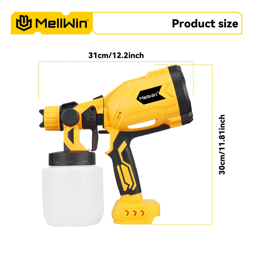 MELLWIN 1000ML Cordless Electric Paint Spray Gun Portable HVLP Paint Sprayer Car Furniture Sprayer For Makita 18V Battery Pin - Limetastore
