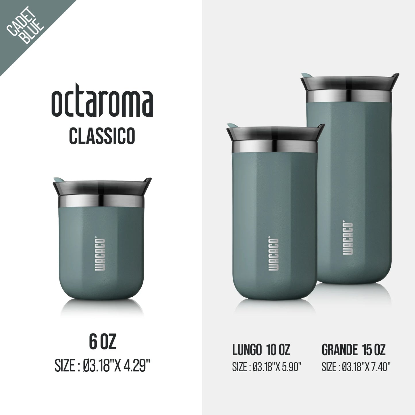 Wacaco Octaroma vakuumska izolirana skodelica za kavo – dvostenska potovalna termovka iz nerjavečega jekla z nepropustnim pokrovom, 180 ml / 300 ml / 450 ml termo skodelica