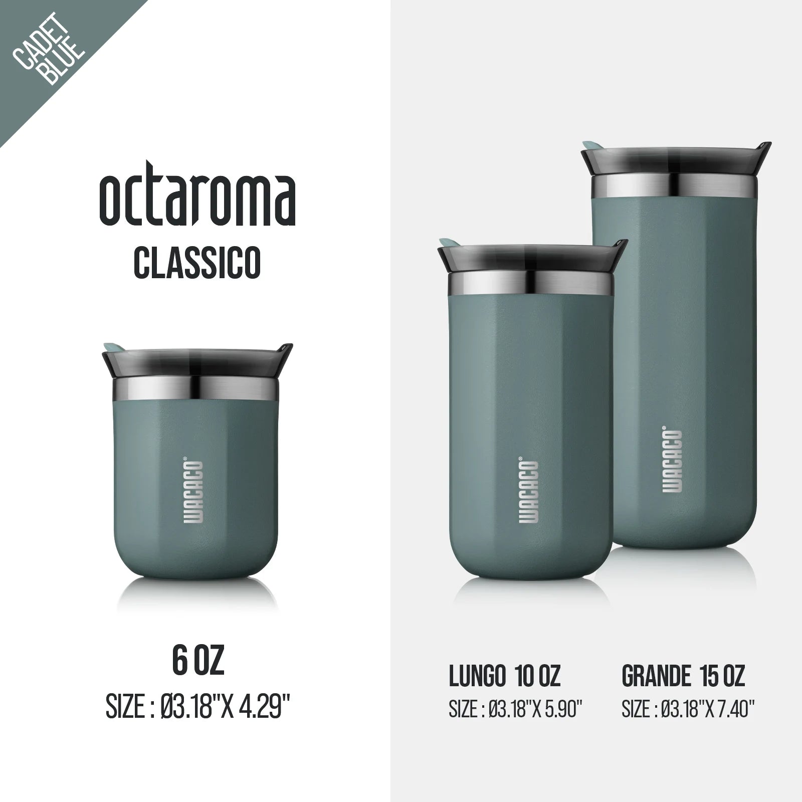 Wacaco Octaroma vakuumska izolirana skodelica za kavo – dvostenska potovalna termovka iz nerjavečega jekla z nepropustnim pokrovom, 180 ml / 300 ml / 450 ml termo skodelica