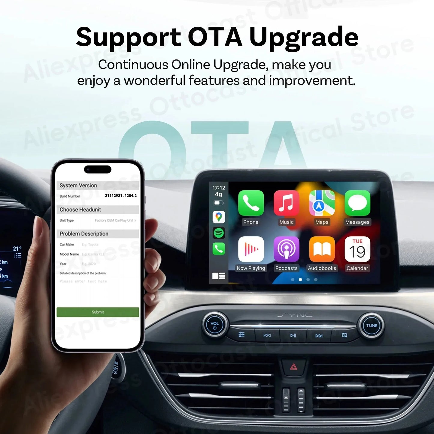 OTTOCAST Mini brezžični CarPlay in Android Auto adapter