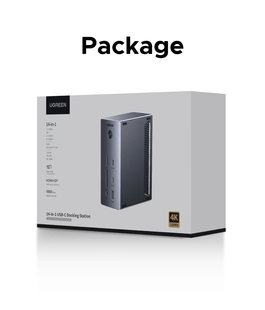 UGREEN priklopna postaja USB-C 14-v-1 s trojnim zaslonom