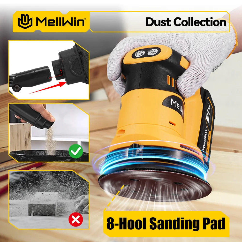 Cordless  Sander With Dust Box 3 Speed Cordless Disc Orbital Sander Polisher Machine For Makita 18V Battery Pin - Limetastore