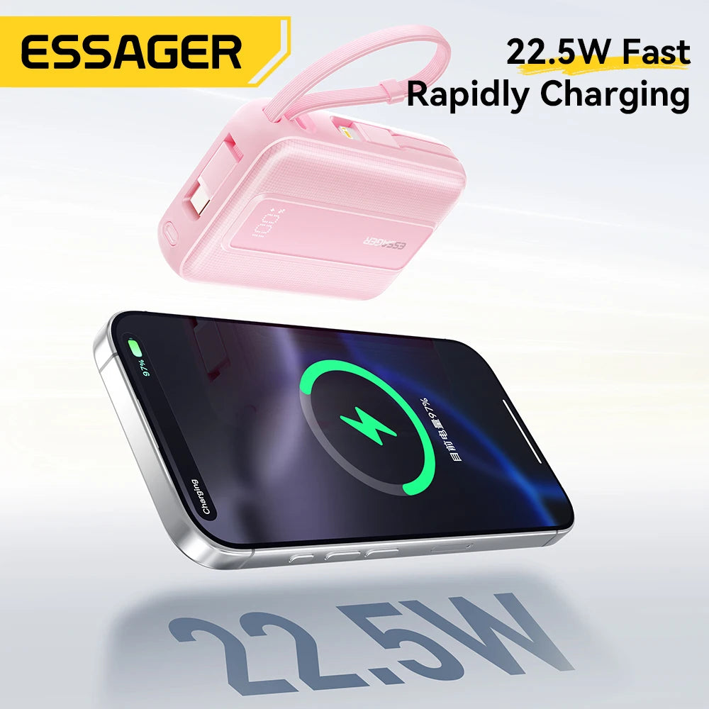ESSAGER Mini prenosna baterija 20000mAh s kabli 22.5W PD