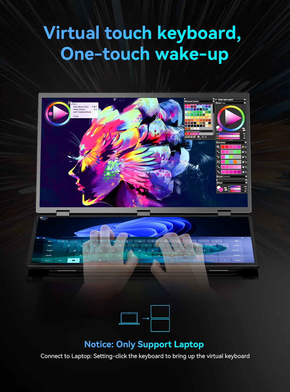 18.5'' 100Hz Touch Screen Dual Triple Portable Monitor IPS USB-C HDMI HDR Foldable Laptop PC Gaming Display For PC Mac Windows - Limetastore