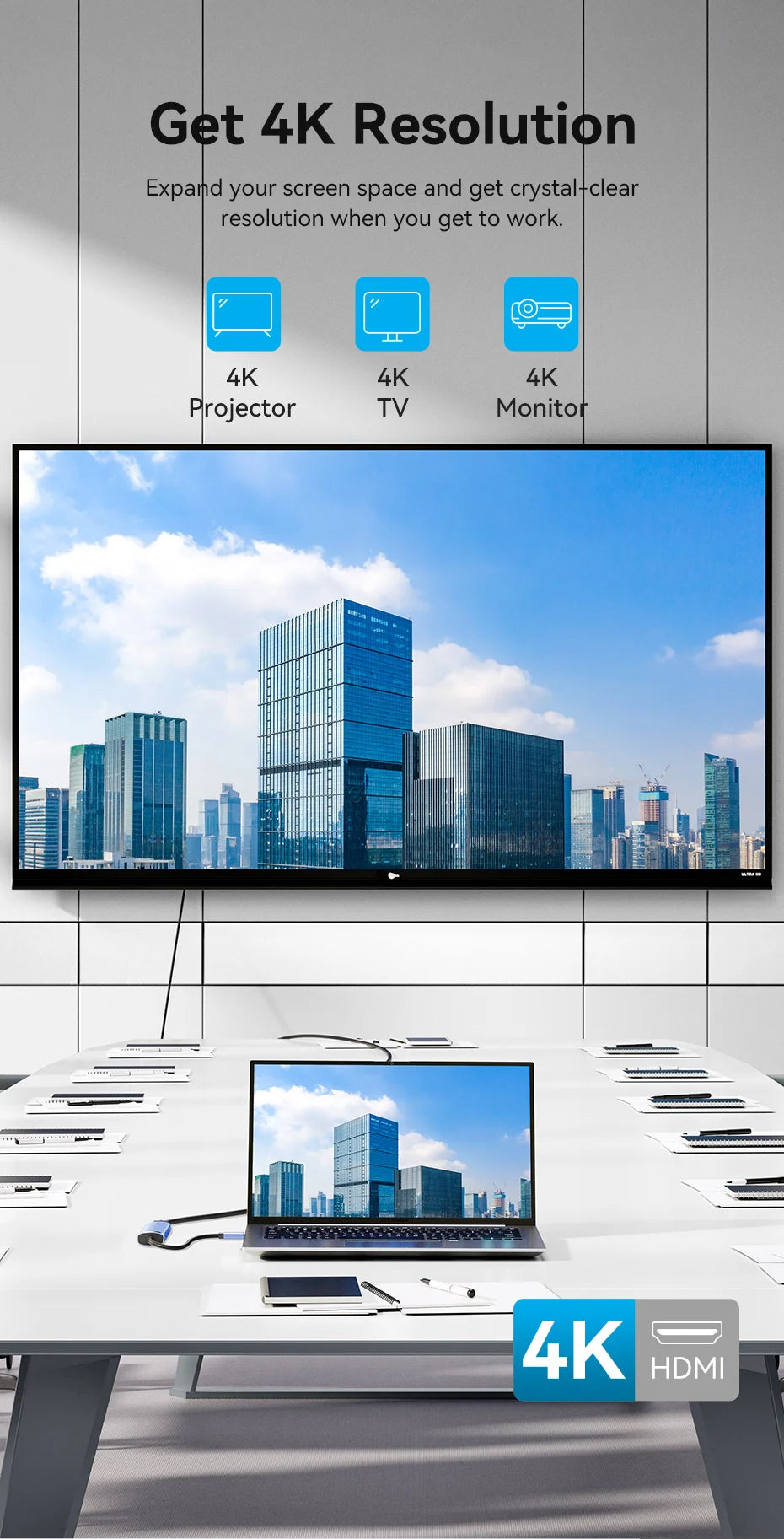 Vention zvezdišče USB-C 5-v-1 | HDMI 4K, PD 100 W, priklopna postaja USB 3.0 5 Gbps