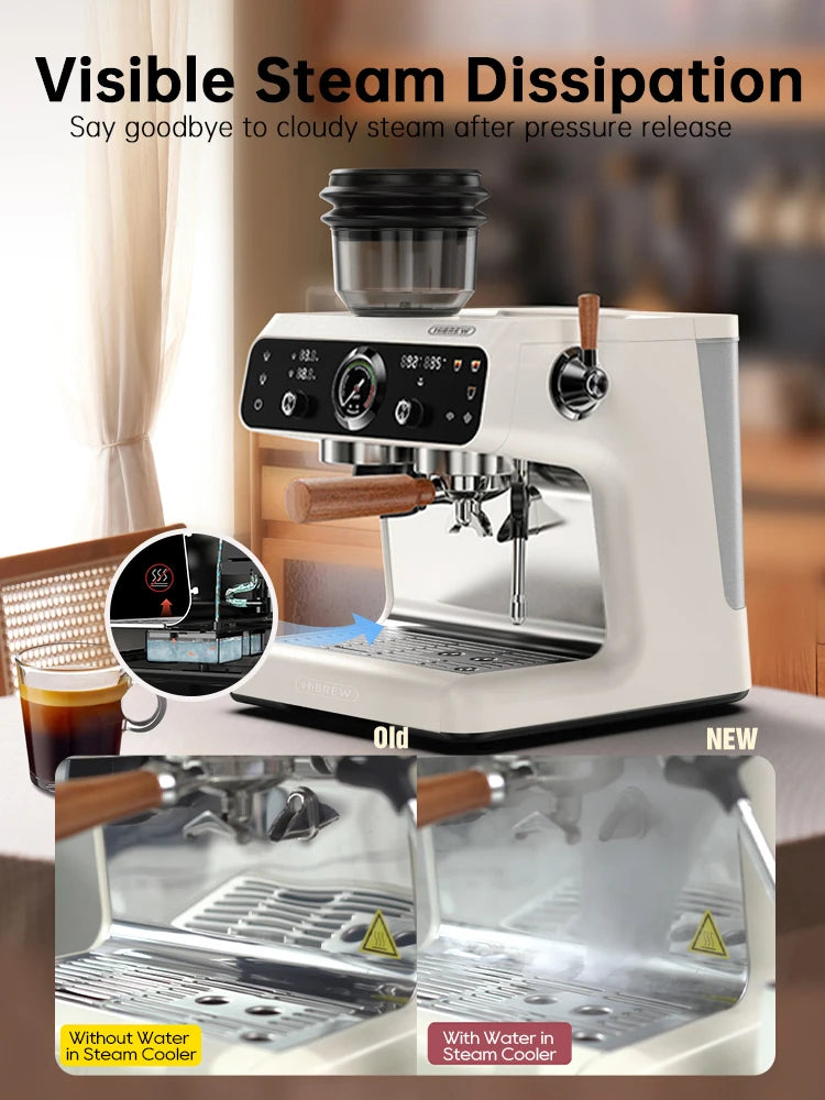 HiBREW H7B – Kavni aparat Espresso Barista Pro z dvojnim bojlerjem | Vgrajen mlinček s 30 nastavitvami
