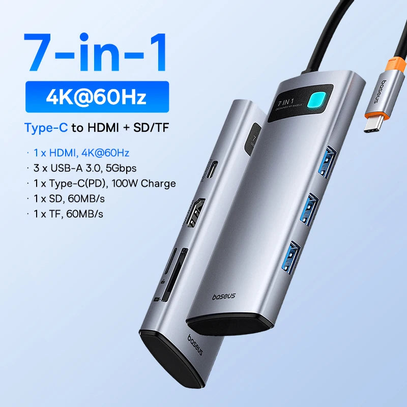 Baseus 10‑in‑1 USB‑C Hub | Dual HDMI 8K + 4K, USB 3.2 10Gbps, RJ45, SD/TF, PD 100W