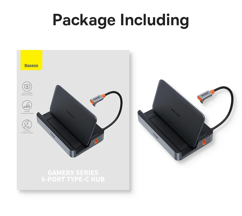 Baseus 6‑in‑1 USB‑C Docking Station | HDMI 4K@60Hz, RJ45, USB 3.0, PD 100W