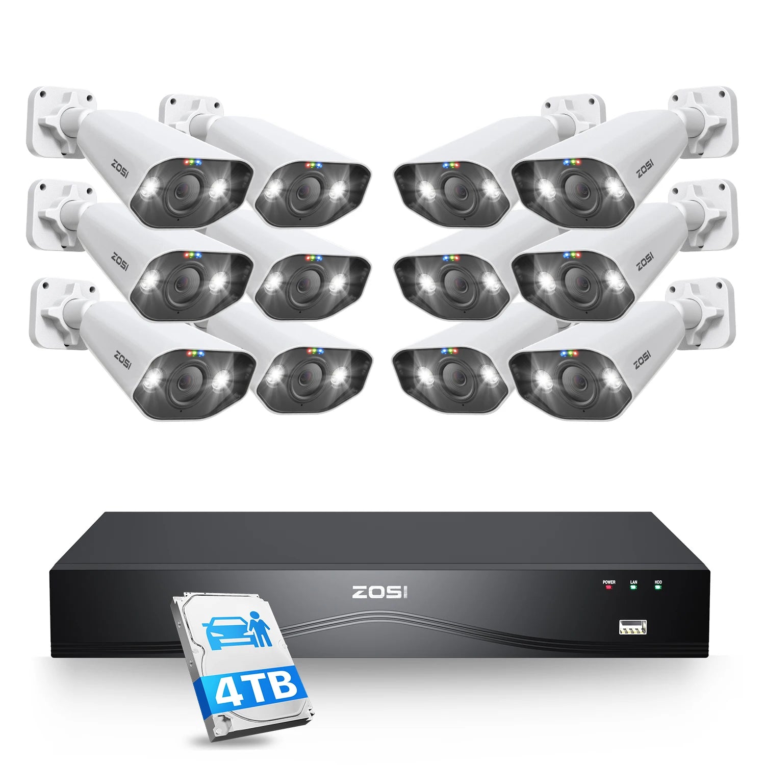 Varnostni kamerov sistem ZOSI 4K 32CH PoE – 8MP Ultra HD IP kamere z AI prepoznavanjem obraza