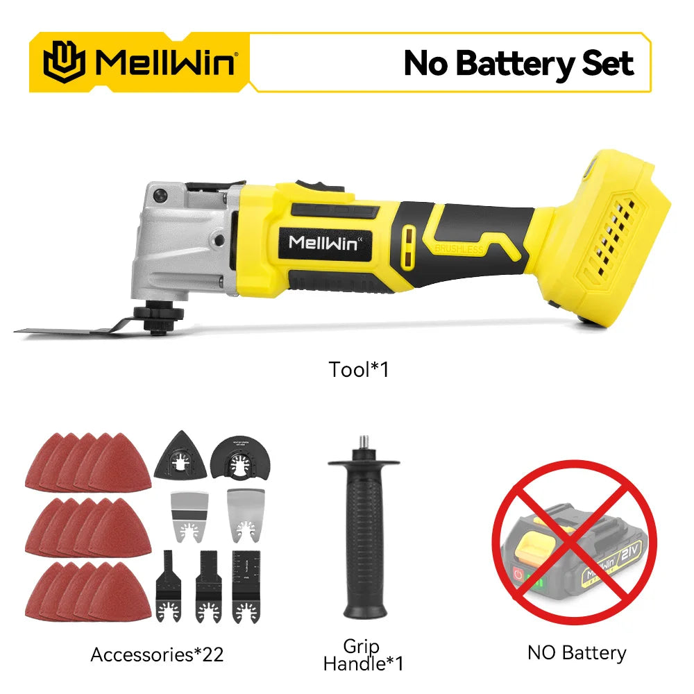 MELLWIN Brushless Oscillating Multi Function Tool Electric Saw Polisher woodworking Cutting Tool For Makita 18V Battery Pin - Limetastore