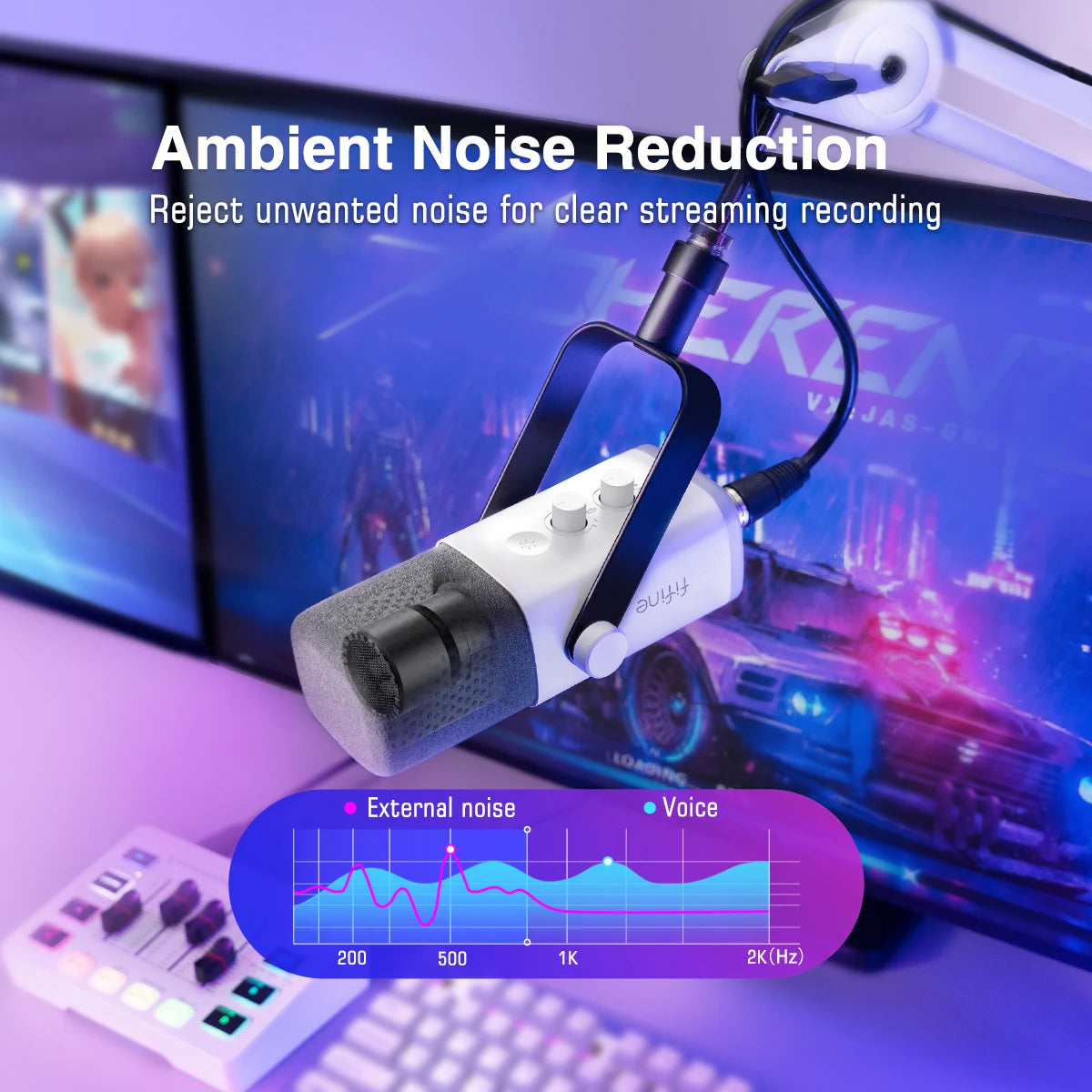 FIFINE AmpliGame AM8W White USB/XLR Dynamic Mic | RGB Gaming & Streaming - Limetastore
