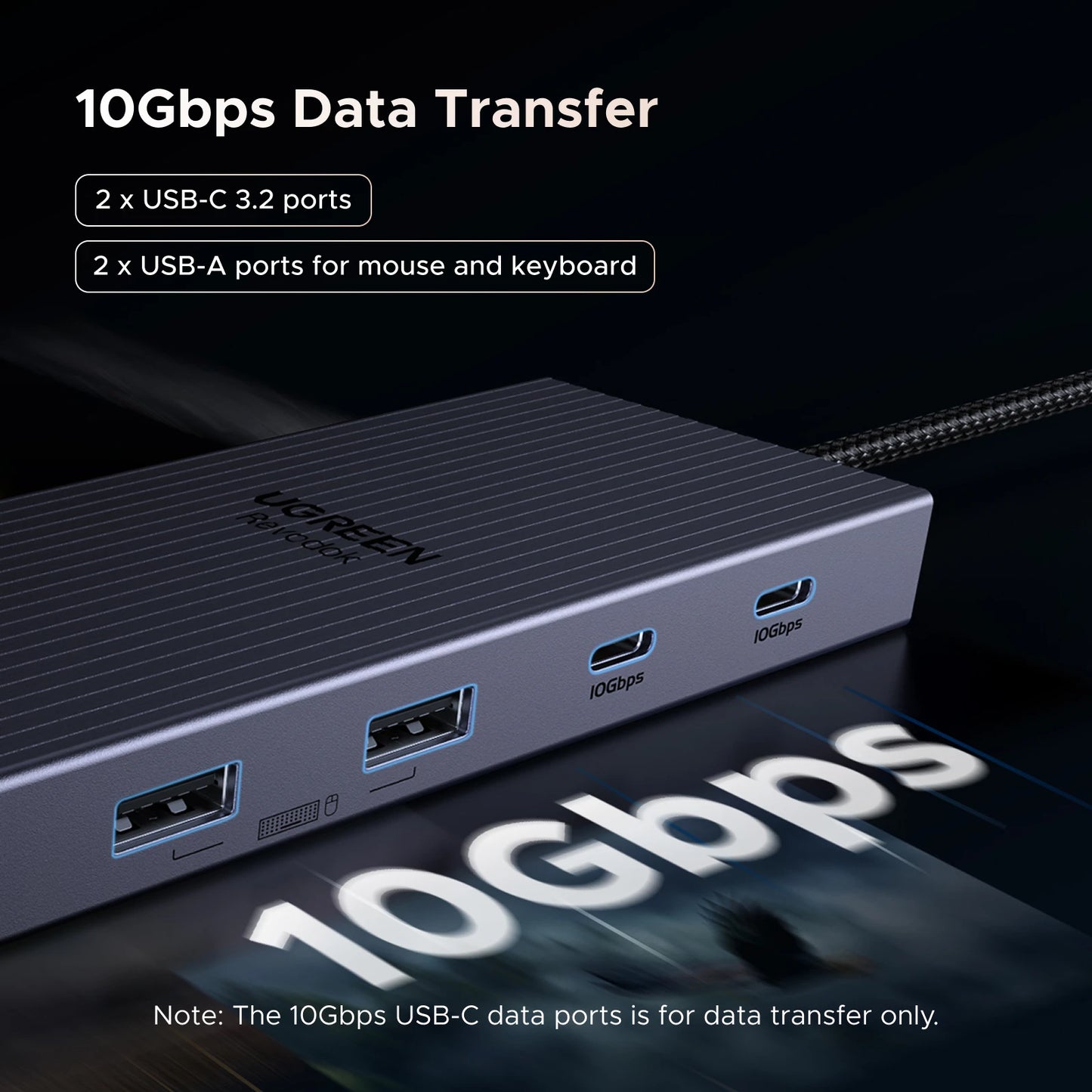 UGREEN 11-v-1 zvezdišče USB-C s 4K120Hz DisplayPort, 4K60Hz HDMI, USB 3.2 10Gbps
