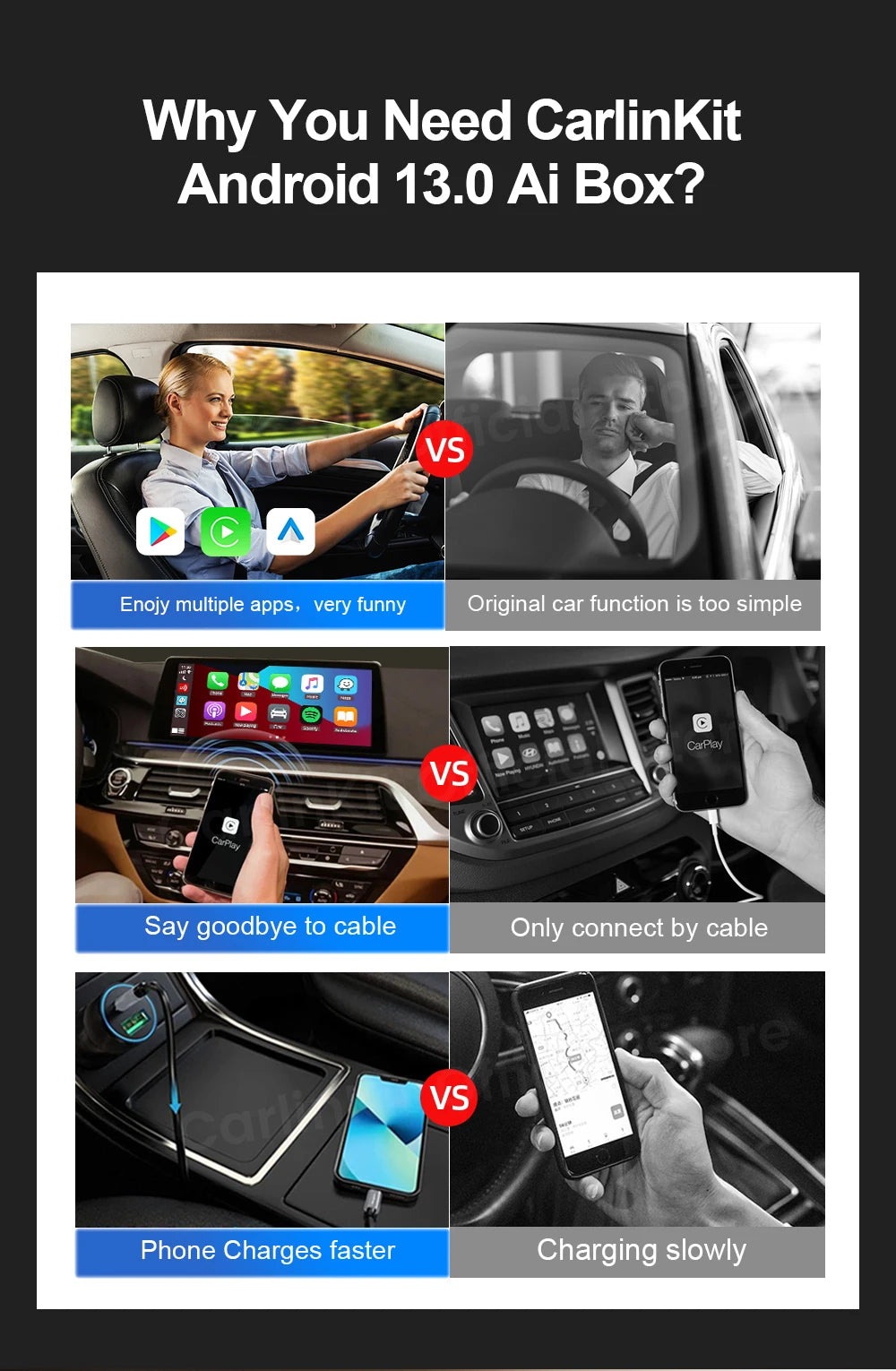 CarlinKit Android 13 QCM6125 brezžični CarPlay AI Box