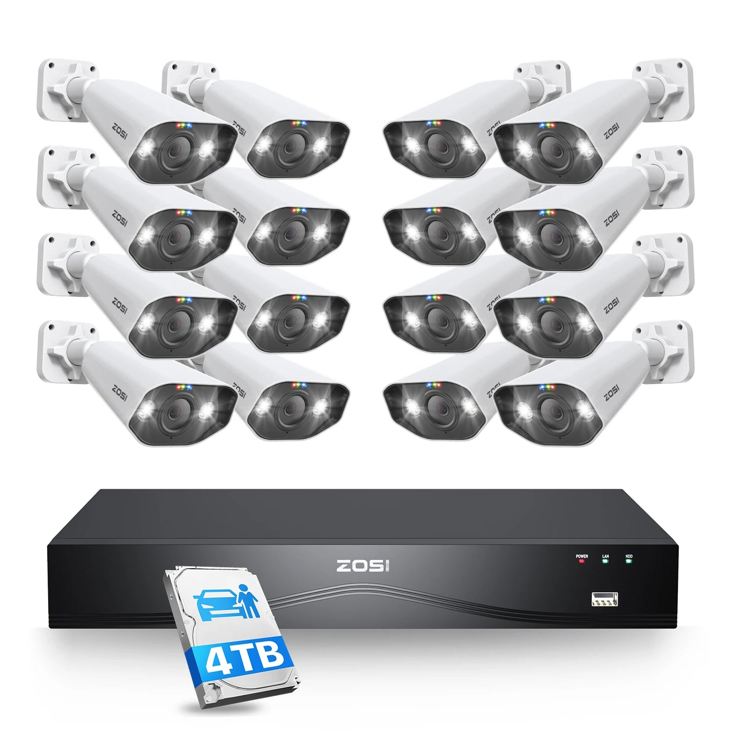 Varnostni kamerov sistem ZOSI 4K 32CH PoE – 8MP Ultra HD IP kamere z AI prepoznavanjem obraza