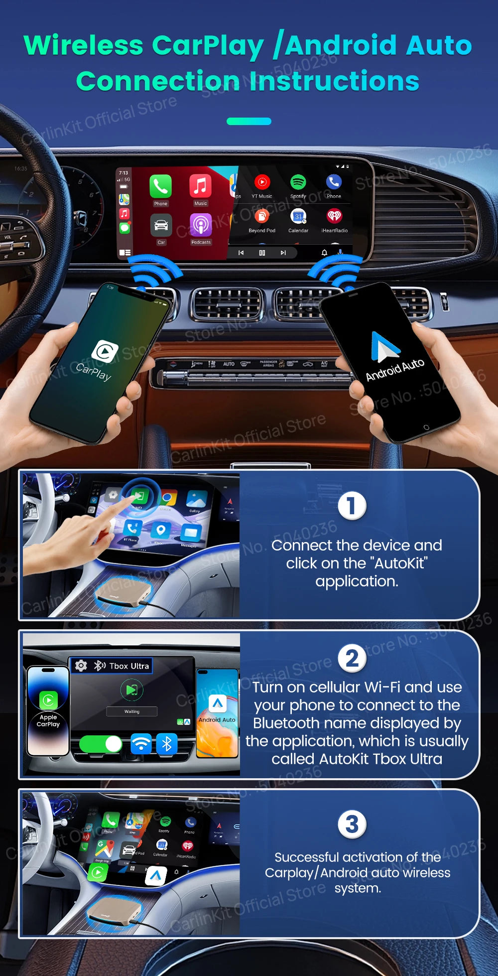 CarlinKit Tbox-Ultra Android 15 8+128GB Brezžični CarPlay AI Box