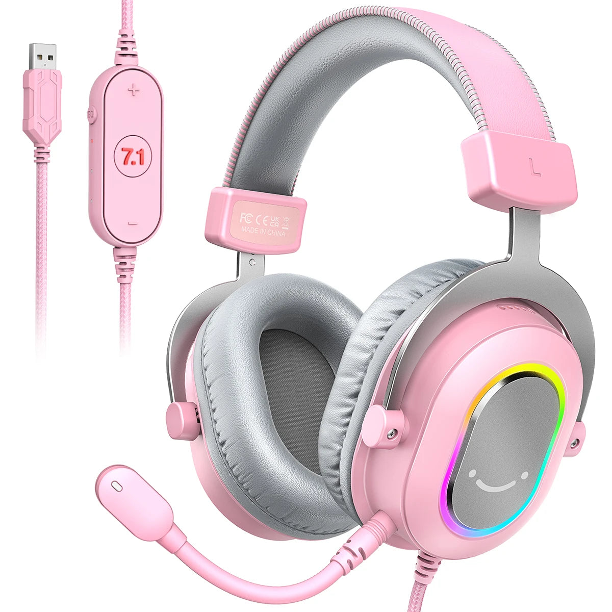 FIFINE H6 Dynamic RGB Gaming Headset – 7.1 Surround Sound, Detachable Mic, 3 EQ Modes for PC/PS4/PS5