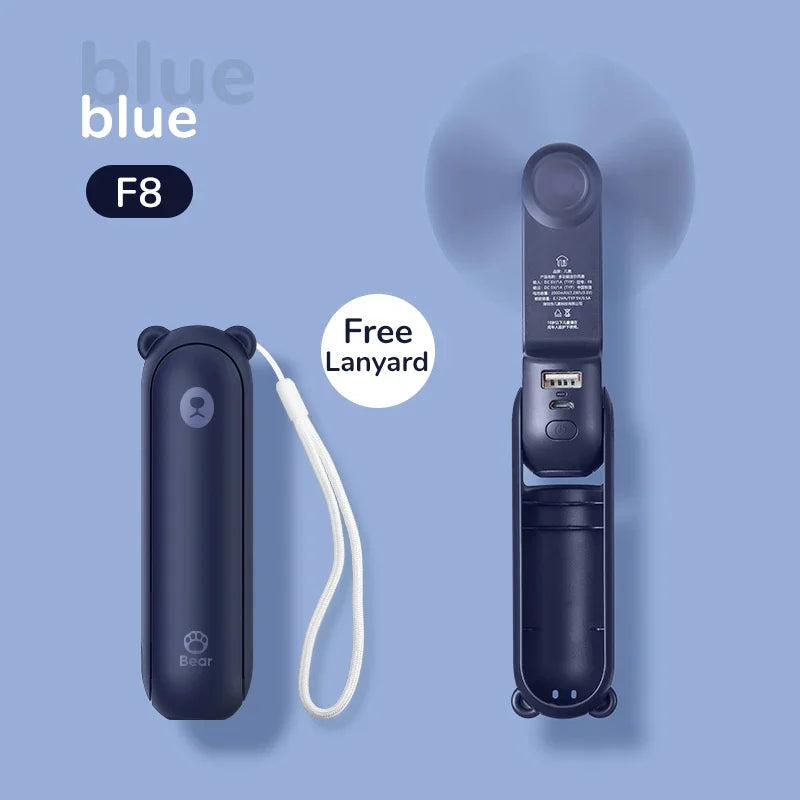 JISULIFE prenosni mini ročni ventilator – 4500 mAh, USB, polnljiv, tih žepni ventilator
