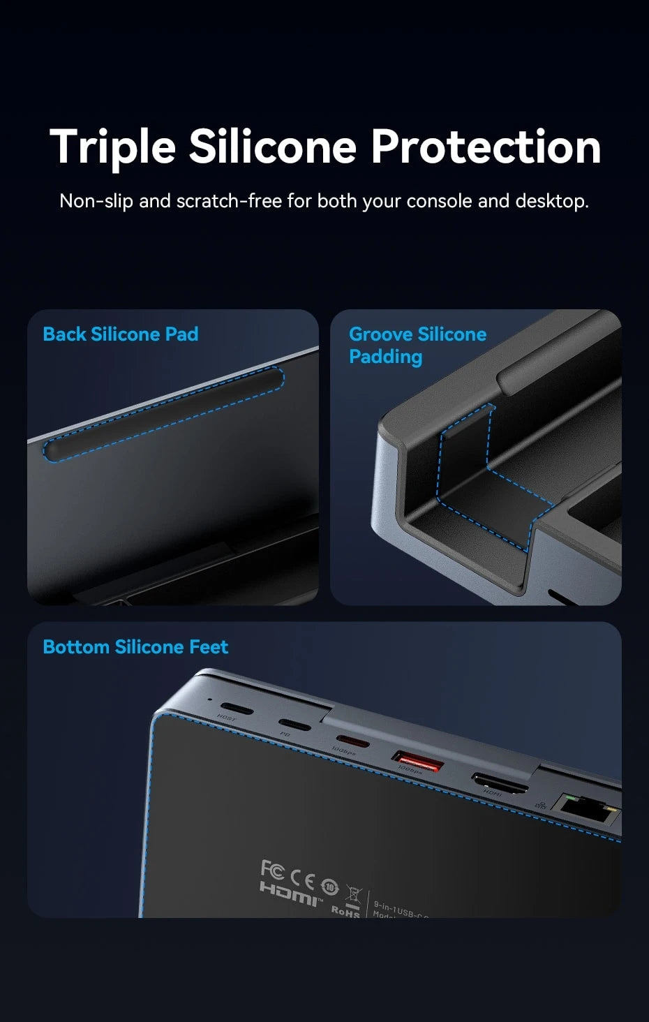 Vention USB‑C Dock for Steam Deck | 4K60Hz HDMI, USB 3.2 10Gbps, RJ45, SD/TF, Multi‑Device Gaming Hub