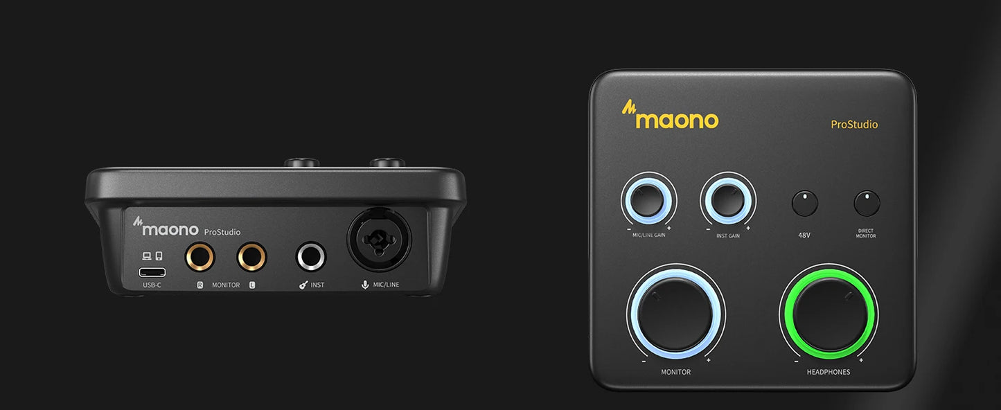 Maono PS22 Lite – USB avdio vmesnik 24-bit/192 kHz | XLR vhod, povratna zanka, podpora za ASIO, združljiv z DAW za glasbo, kitaro in snemanje