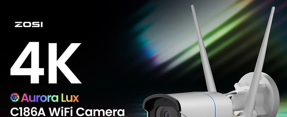 ZOSI C186A Aurora Lux 4K 8MP/5MP WiFi Security Camera – True Full‑Color Night Vision