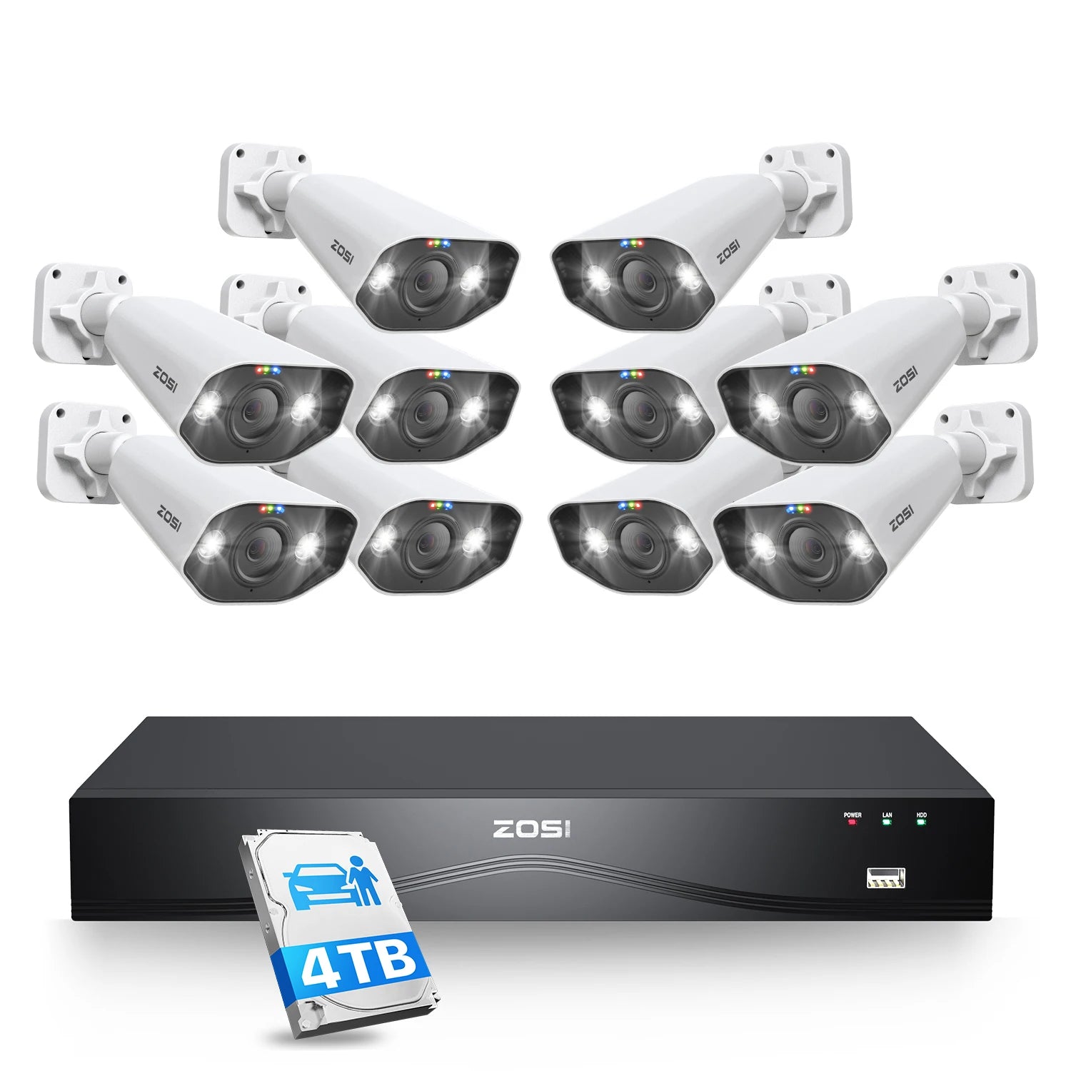 Varnostni kamerov sistem ZOSI 4K 32CH PoE – 8MP Ultra HD IP kamere z AI prepoznavanjem obraza