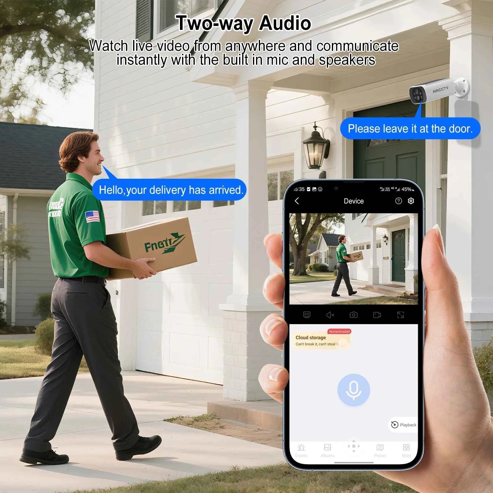 ARCCTV 2K Wireless Solar Camera Outdoor Surveillance Integrated Battery Wifi Camera Humanoid Detection Flash Alarm Night Vision - Limetastore