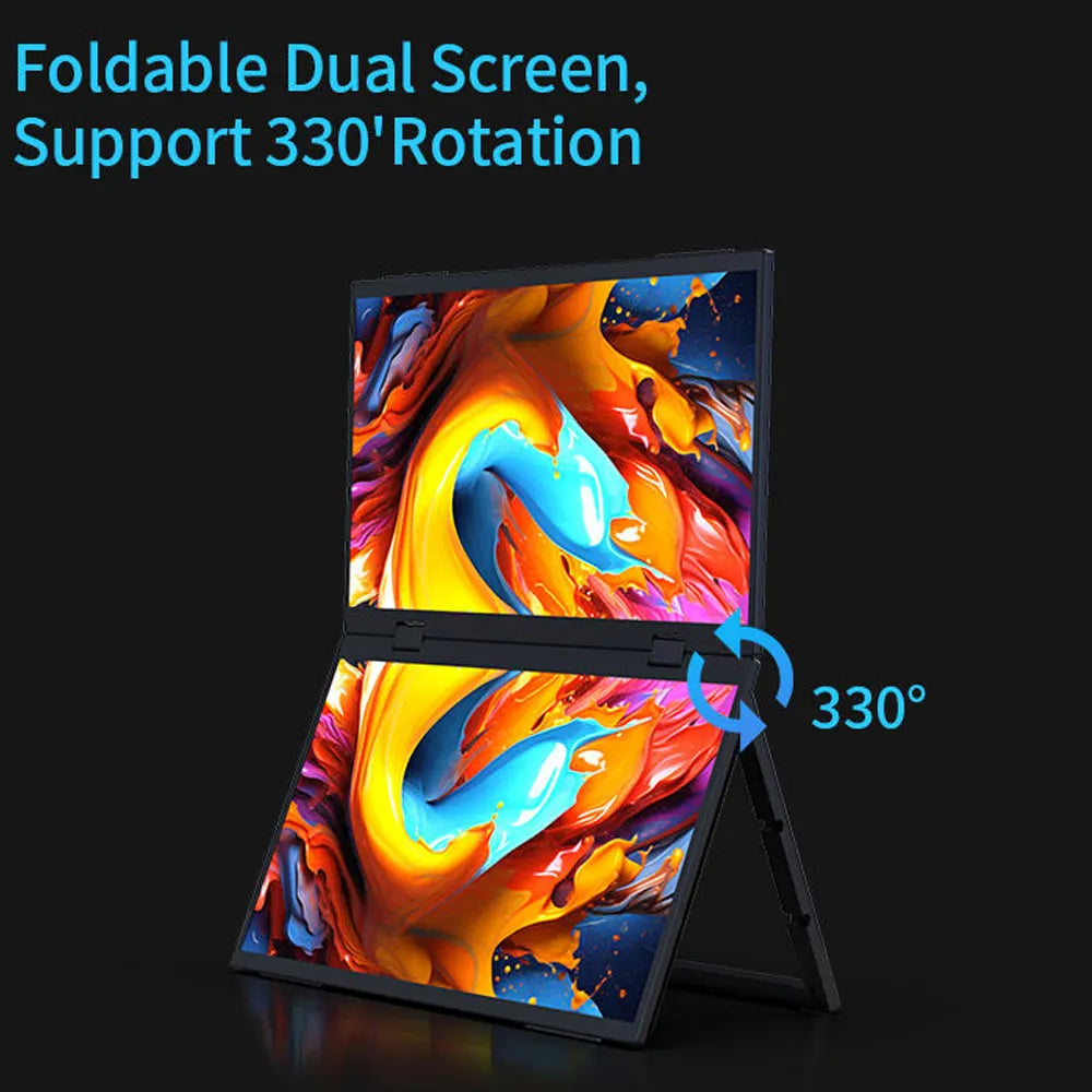 Sibolan 14-inch 1080p Portable Dual Screen Extender 120Hz 100% sRGB HDR 330° Rotation Folding Laptop Monitor For Gaming & Wins - Limetastore