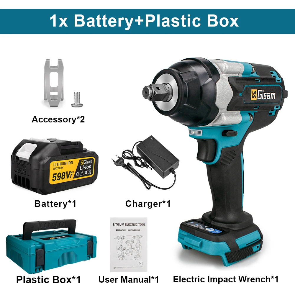 Gisam 1800N.m brezkrtačni udarni vijačnik 1/2" za Makita 18V