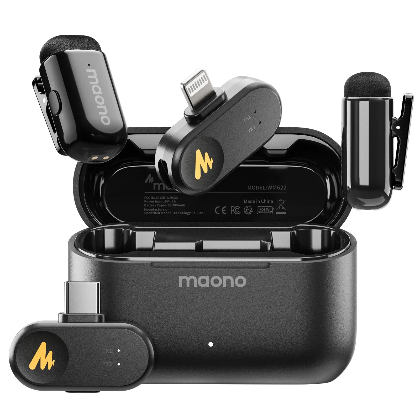 Maono T1 mini – brezžični mikrofon na priklop z odpravljanjem šumov z umetno inteligenco | samodejno pripenjanje in nadzor z aplikacijo za profesionalno snemanje videoposnetkov s telefonom