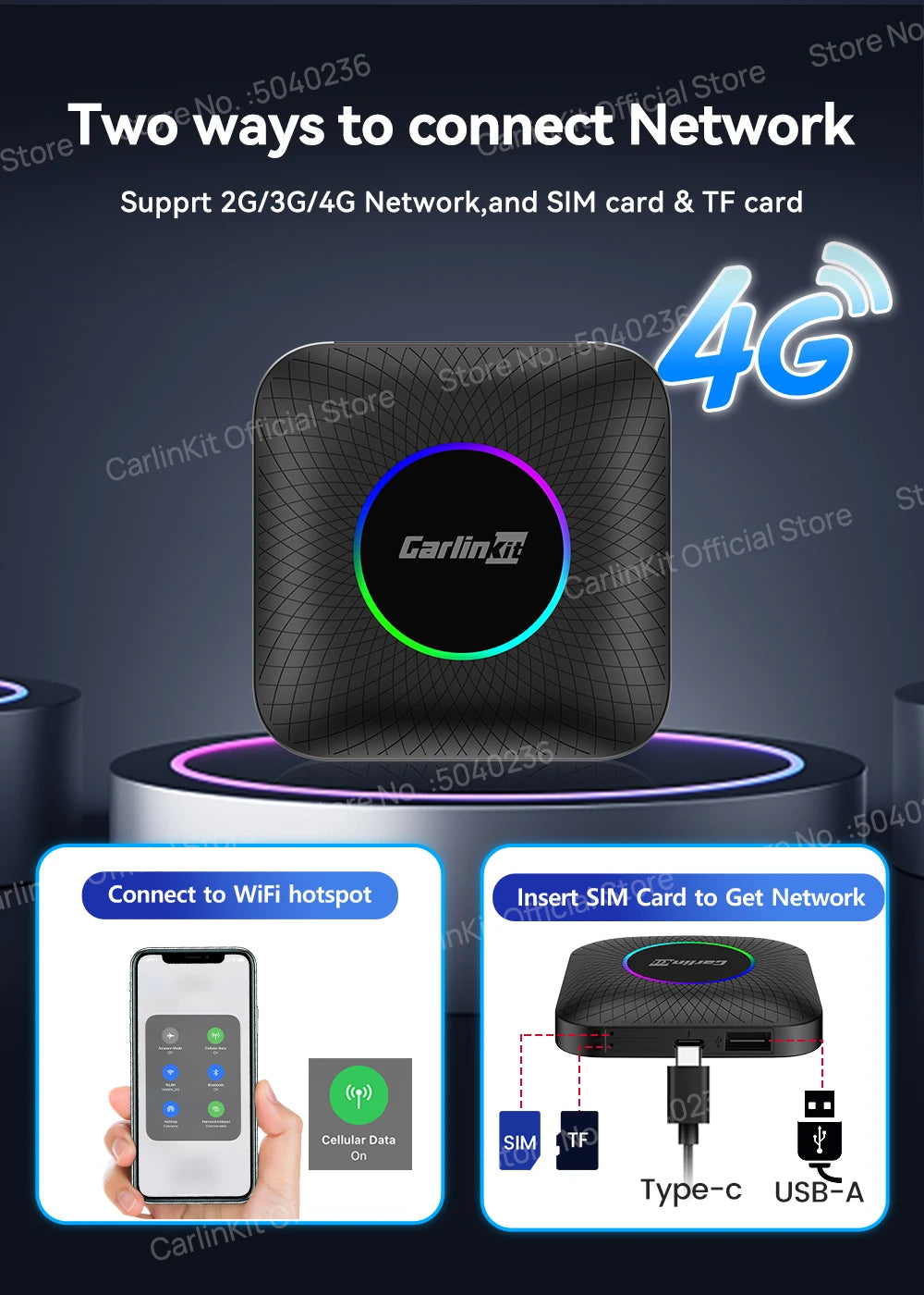 CarlinKit Android 13 SM6225 8-jedrni brezžični CarPlay AI Box