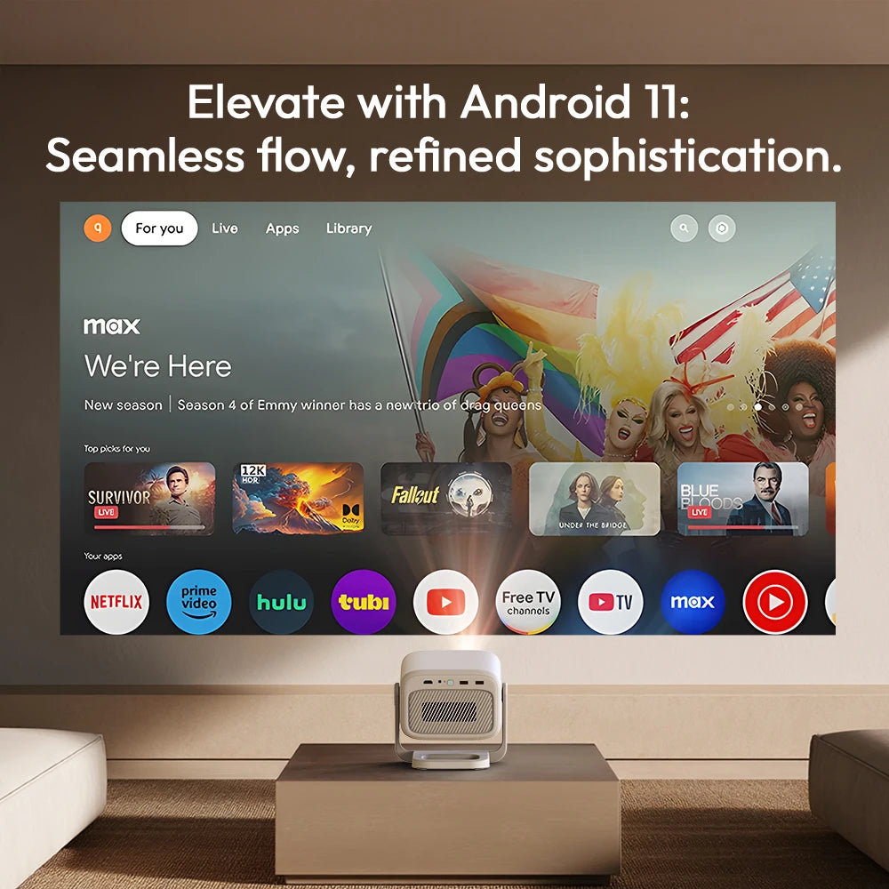 BYINTEK U90 Smart Portable DLP Projector – 700 ANSI Lumens, Android 11, 4K Support