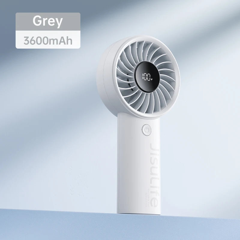 ISULIFE Handheld Fan – 5-Speed Turbo Airflow, 5000mAh Battery with LED Display