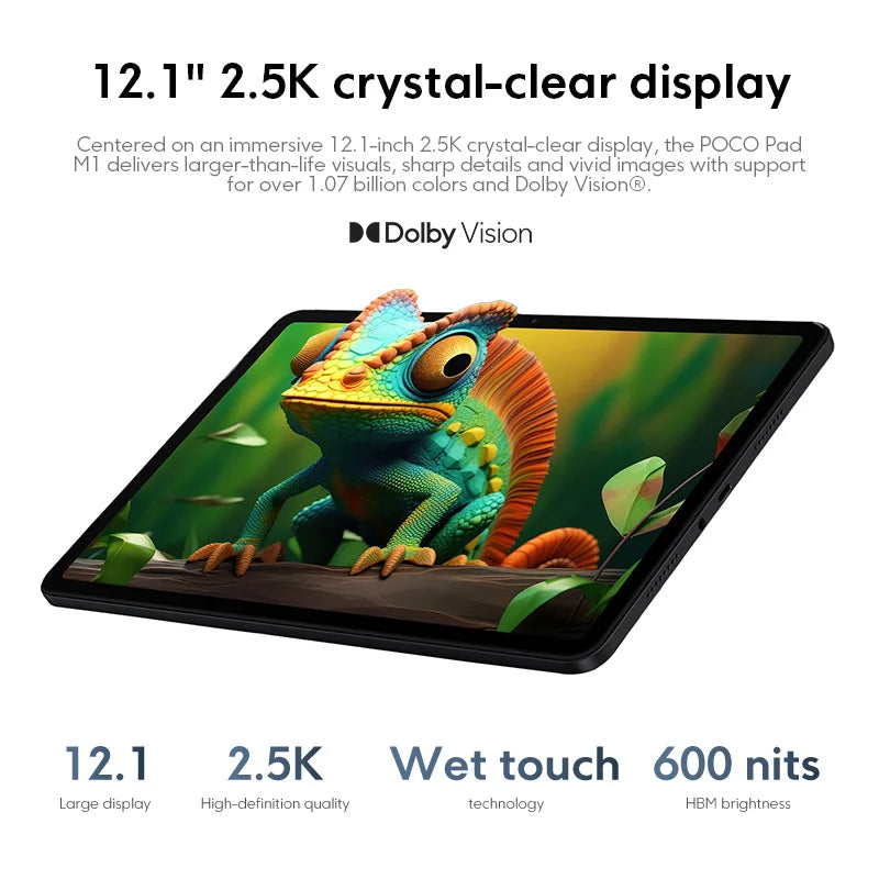 POCO Pad M1 Global Version Tablets Snapdragon® 7s Gen 4 12000mAh Battery 12.1’’ 2.5K display 8MP camera 33W charging - Limetastore