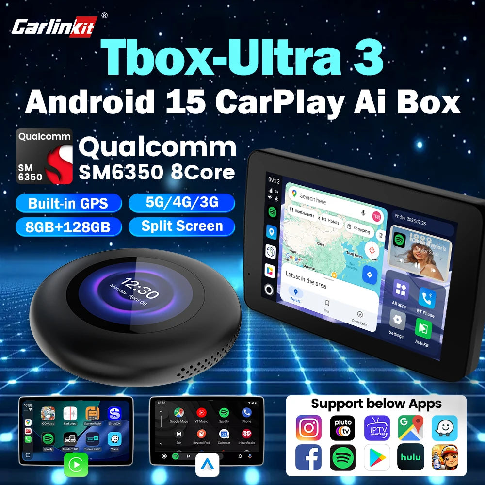 CarlinKit Tbox‑Ultra3 Android 15 5G LTE WiFi6 AI Box