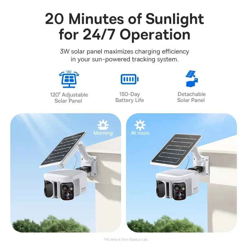 Baseus Security X1 Pro Outdoor Dual Camera Wireless 3K Camera Solar Panel Face Recognition Smart AI Tracking Security Camera - Limetastore