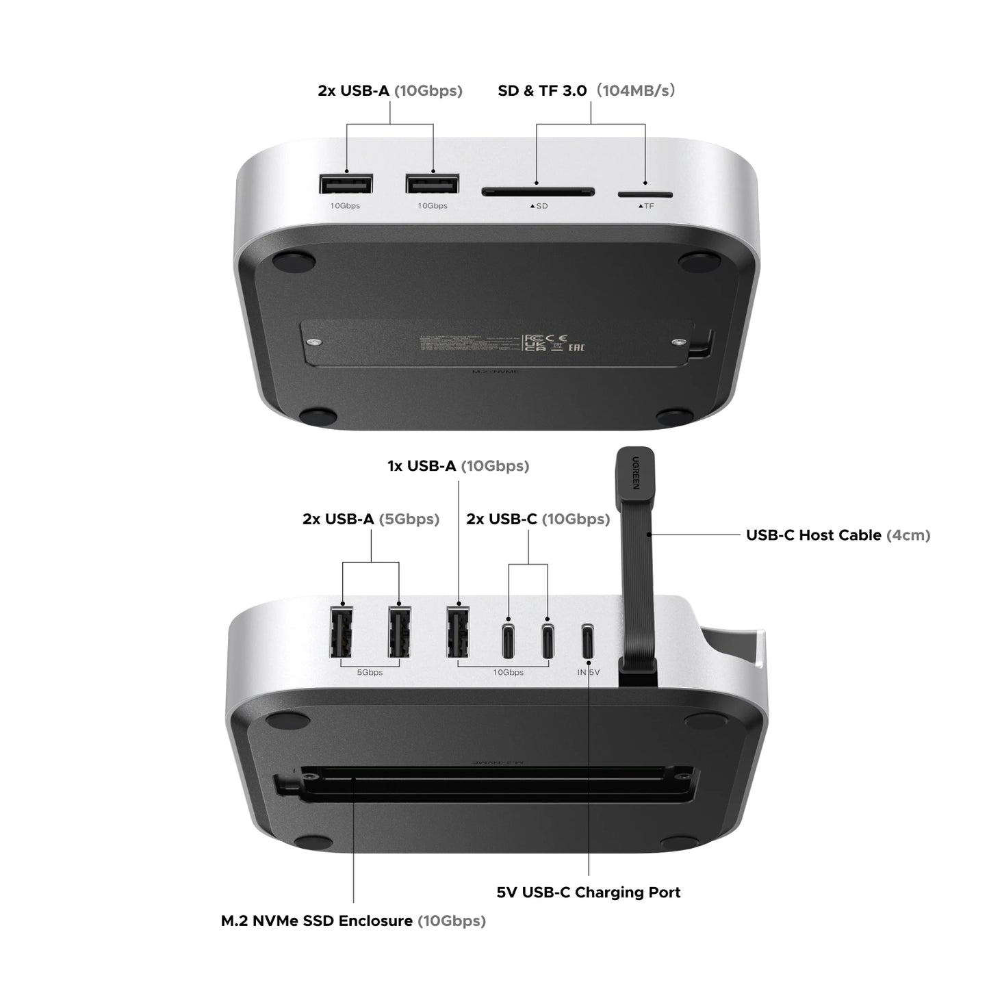 UGREEN USB-C priklopna postaja za Mac Mini M4/M4 Pro z ohišjem za SSD M.2 NVMe