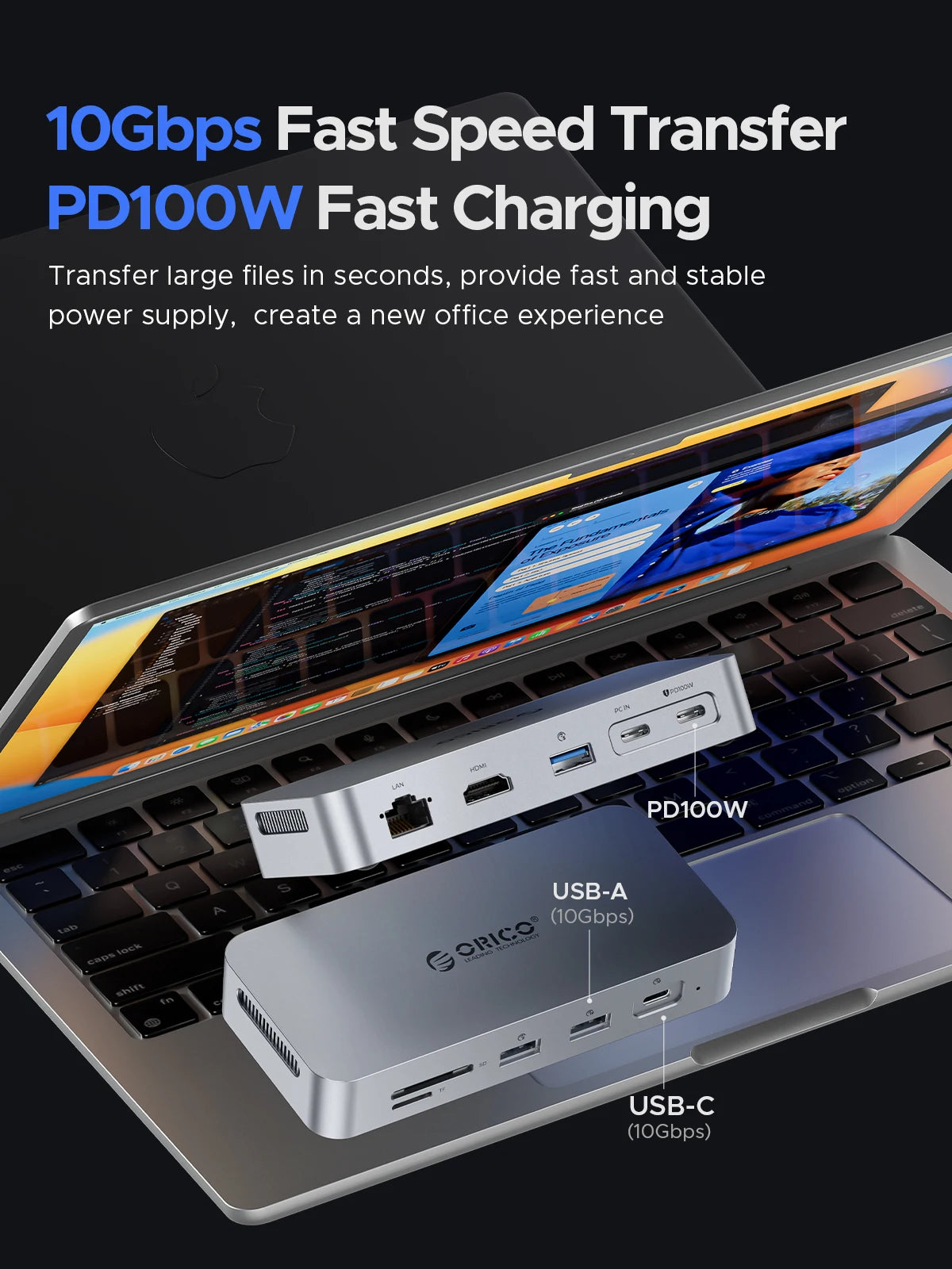 ORICO DataLink PSSD 2TB zunanja priklopna postaja SSD z USB-C 10Gbps, HDMI 4K60Hz